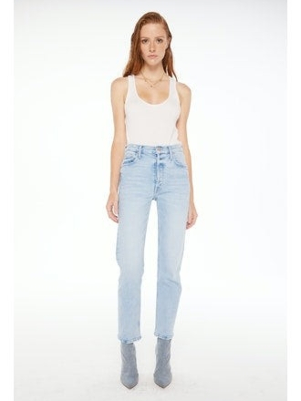 MOTHER THE TOMCAT FLOOD 23 High-Rise Light Wash Straight Jeans